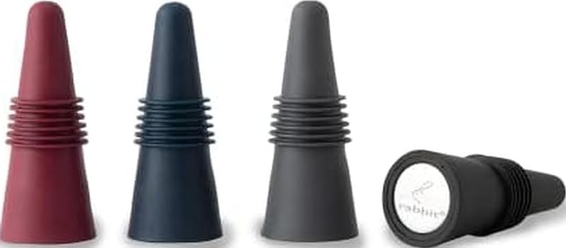 Rabbit W6121 Bottle Stoppers Set of 4, Multicolor Wine Bottle Caps to Preserve Freshness, Stylish and Durable, Perfect