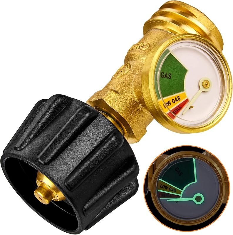 Flame King Propane Tank Gauge Level Indicator Leak Detector Gas Pressure Meter Color Coded & Glow in The Dark