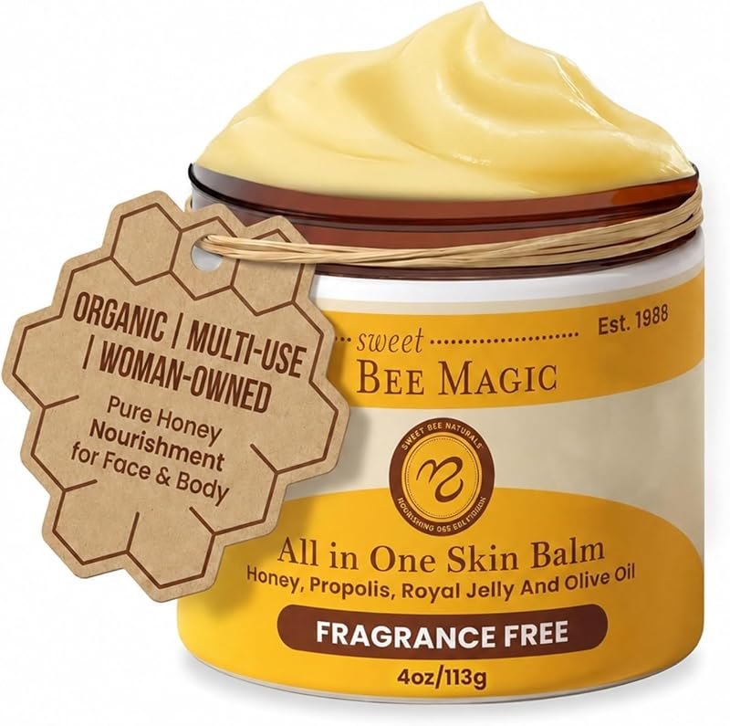 Sweet Bee Magic All In One Healing Skin Cream, Fragrance free, 4 Oz — Serums and balms for reactive skin. for serums