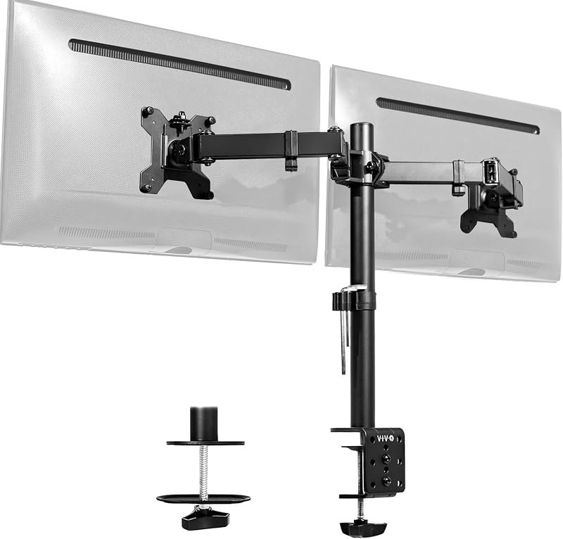 VIVO Dual Monitor Desk Mount, Holds 2 Computer Screens up to 30 inches and 22lbs Each, Heavy Duty Fully Adjustable