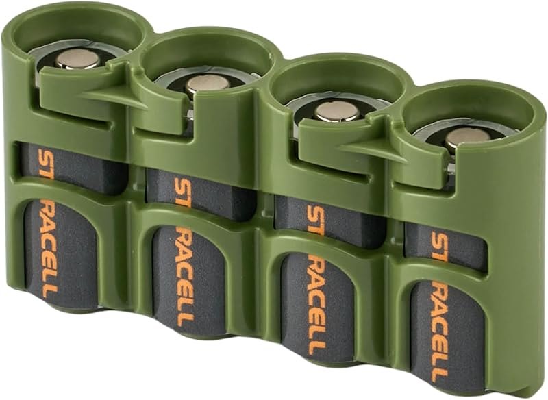 Storacell Slimline CR123 Battery Storage Caddy, Military Green, Holds 4 Batteries (Not Included) — best white spare