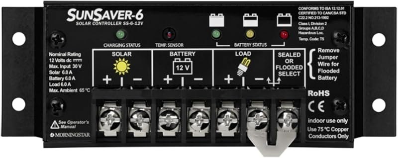 Morningstar SunSaver 6A PWM Solar Charge Controller, for 12V Batteries — solar charge controllers for solar charge