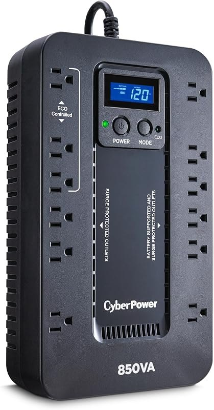 CyberPower EC850LCD Ecologic UPS Battery Backup and Surge Protector — desktop battery backup for desktop battery backup