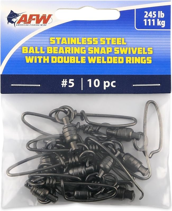 American Fishing Wire Stainless Steel Ball Bearing Snap Swivels with Double Welded Rings — fishing swivels for fishing