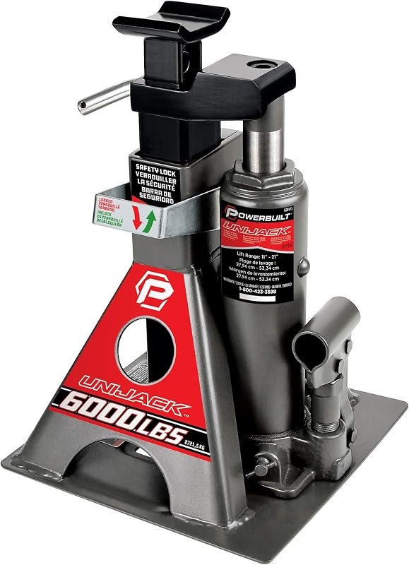 Powerbuilt 3 Ton, Bottle Jack and Jack Stands in One, 6000 Pound Capacity, All-in-One Car Lift, Heavy Duty Vehicle