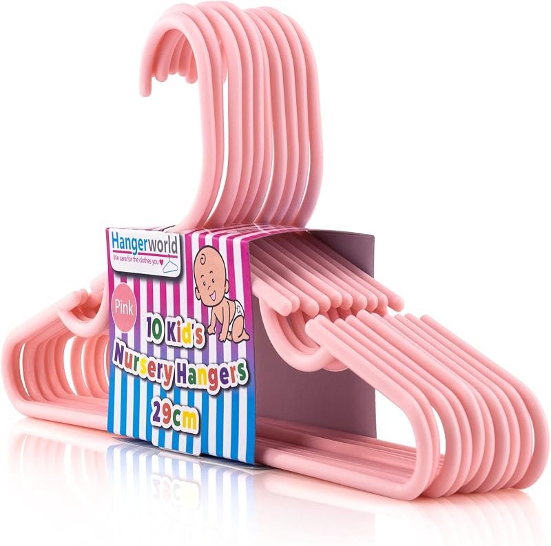 HANGERWORLD Kid's Hangers for Baby Nursery and Children's Closet Clothes Storage (20 Pack, Pink) — storage hangers for