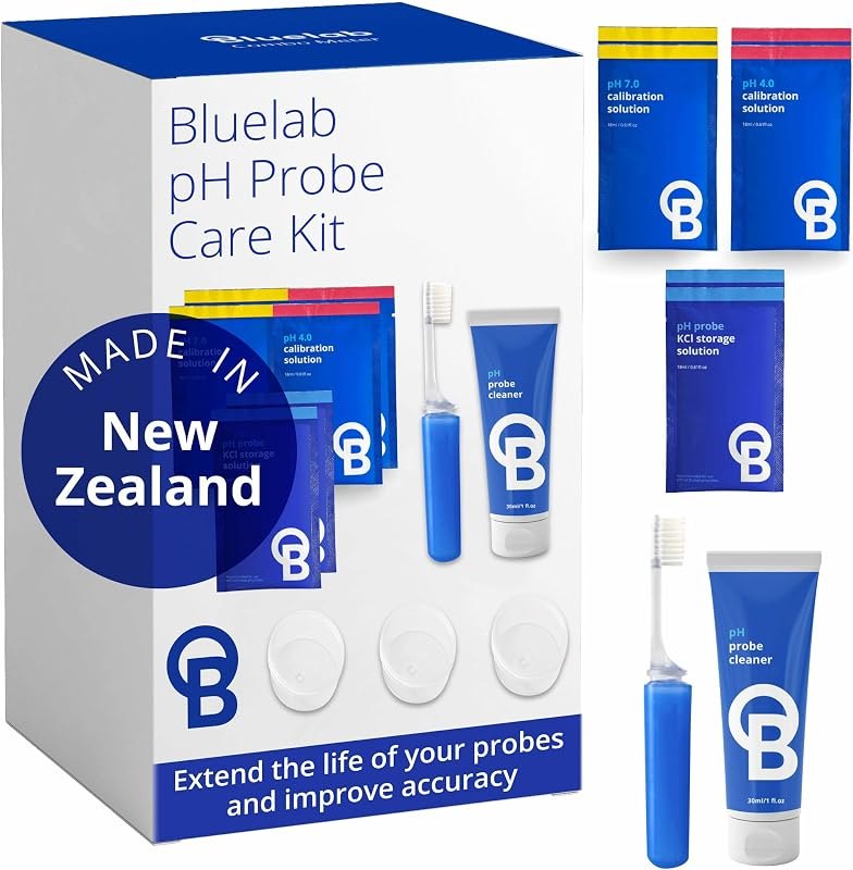 Bluelab CAREKITPH pH Probe Care Kit with Calibration Solution, Storage Solution, and Brush, Used for pH Pen, Meter