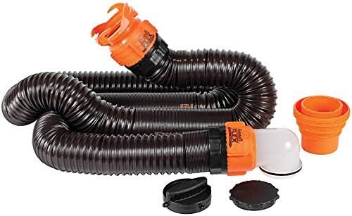 Camco - RhinoFLEX 15' Sewer Hose Kit w/4N1,Elbow, Caps (Eng/Fr) — rv Sewer hoses for sewer hoses