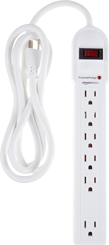 Amazon Basics Surge Protector Power Strip, 6-Outlet, 790 Joules, Circuit Breaker, LED Indicator, 6ft Extension Cord