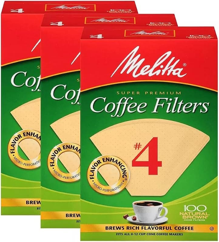 Melitta Cone Coffee Filters, Natural Brown #4, 300Count (Pack Of 3) — coffee chemex filters for coffee chemex filters