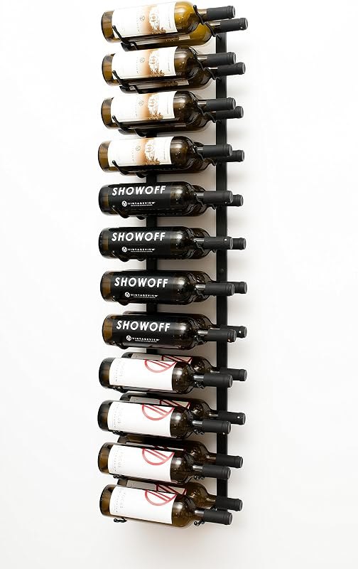 VintageView W Series Pro Wine Rack 4 - Metal Wall Mounted Wine Rack - Modern, Label Forward Wine Storage - Space