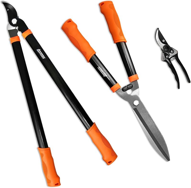 iGarden 3 Piece Combo Garden Tool Set with Lopper, Hedge Shears and Pruner Shears, Tree & Shrub Care Kit… — Hoses