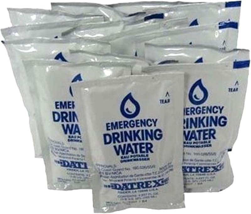 Datrex Emergency Water Packet 4.227 oz - 3 Day/72 Hour Supply (18 Packs) , White — Water storage and first-aid