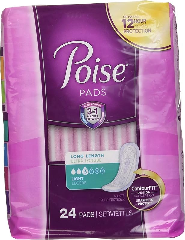 Poise Incontinence Ultra Thins Light Absorbency, 24 Count — Adult Bladder Control Pads amp; Line for adult bladder