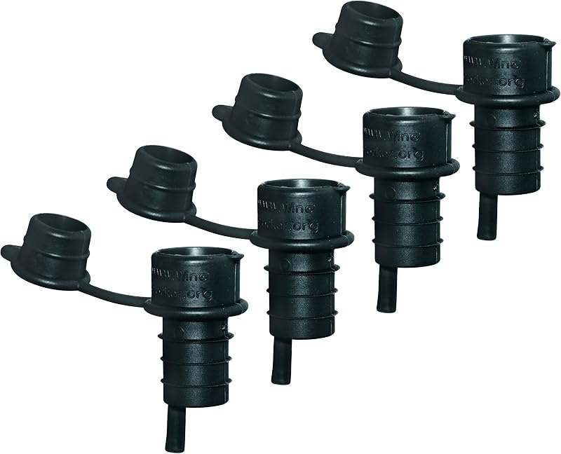 Haley's Corker Wine Bottle Stopper/Pourer/Oil Vinegar Dispenser Spout with Cap (Set of 4), Black — Stoppers and