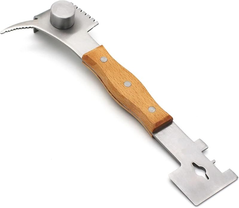 WEICHUAN Multifunction Hive Scraper Tool with Wooden Handle for Beekeeping — beekeeping frame grips for hive tool