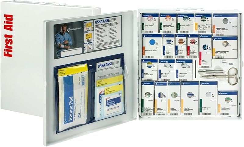 First Aid Only 746000 SmartCompliance 50-Person ANSI A+ and OSHA Compliant First Aid Kit for Business, Large Metal