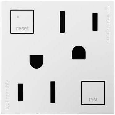 Legrand adorne Tamper-Resistant Self-Test Electrical GFCI Outlet, 15A, White Finish, AGFTR2152W4