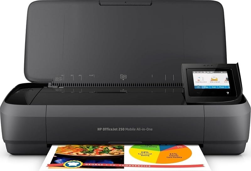 HP OfficeJet 250 Wireless Mobile Printer, Scanner, Copier - Black, Battery Included (CZ992A) — Printers that skip ink