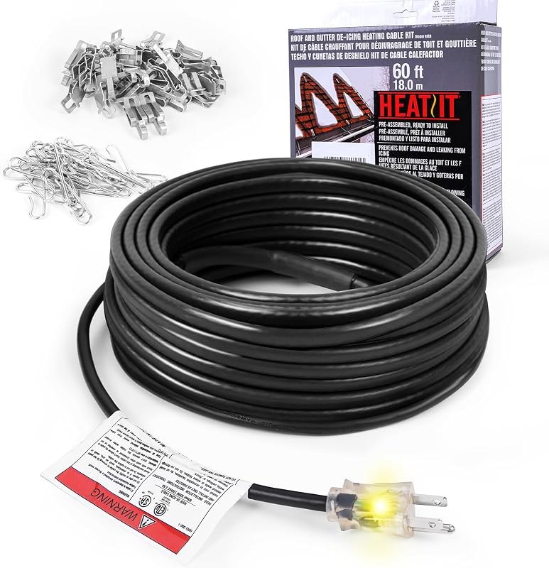 HEATIT HIRD 200 feet 5 Watts Per Foot Roof & Gutter Snow De-Icing Cable — ice dam roof cable for roof snow rake