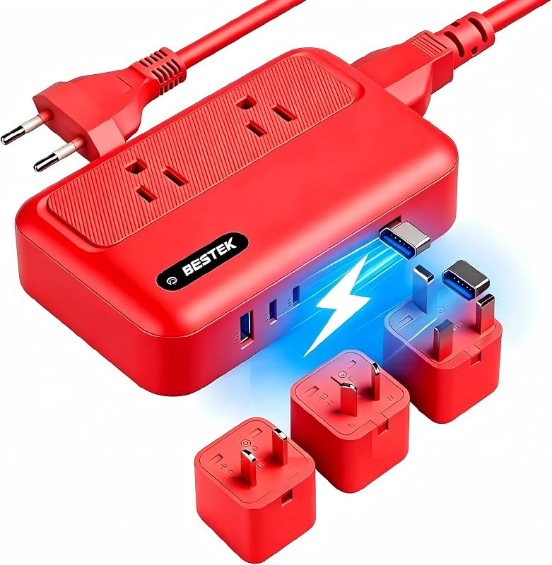 BESTEK 220v to 110v Converter with USB C 35w, 300W AC Peak Voltage Converter US to Europe, Universal Travel Adapter