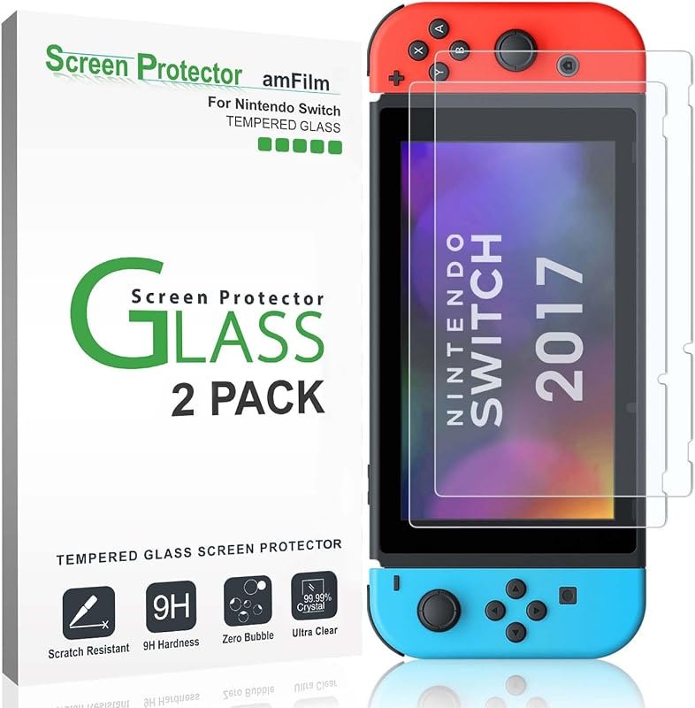 amFilm Tempered Glass Screen Protector for Nintendo Switch 2017 (2-Pack) — nintendo Switch screen protector for