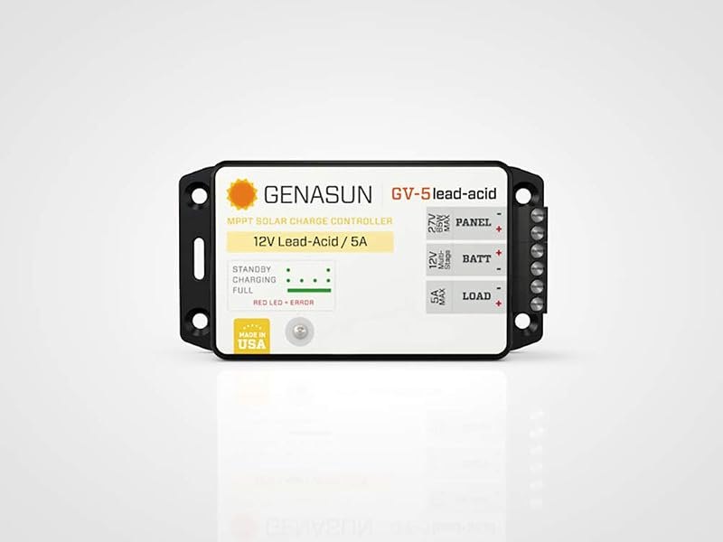 GV-5-Pb-12V, 5 A MPPT Solar Charge Controller for 12 V Lead-Acid Batteries and 5 A Load Output with Low Voltage