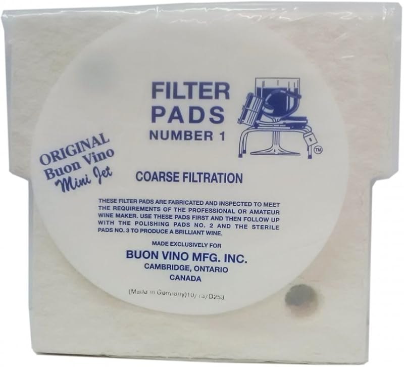 Buon Vino Mini Jet Wine Purifier Filter Pads 12-Count (Pack of 3), #1 Coarse Filters for Sediment, Home Brewing