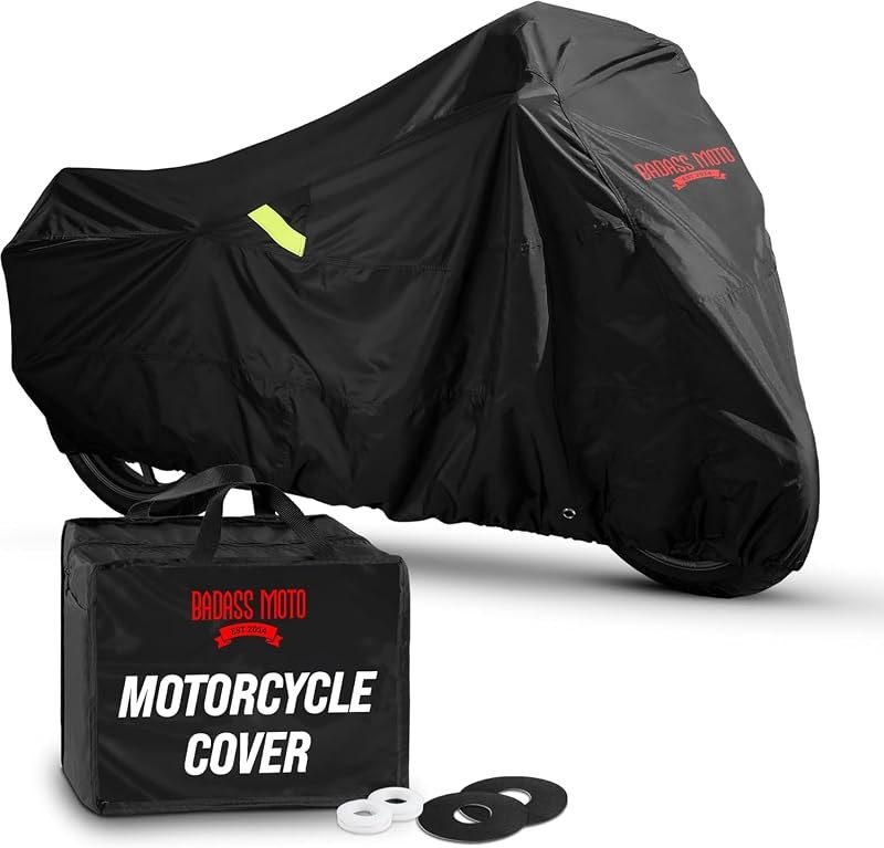 Badass Moto Heavy-Duty Motorcycle Cover for XL Touring/Baggers, Black 108" — motorcycle cover waterproof for