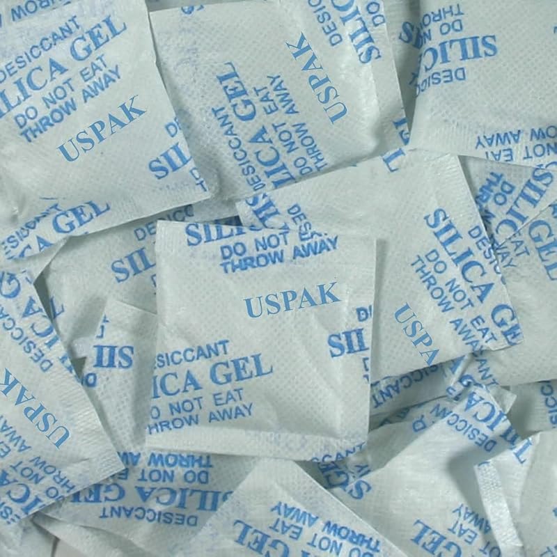 Silica Gel Desiccant Packs 5 Gram 50 Packets Drying Agent Moisture Absorber Dehumidifiers for Storage Food Safes —