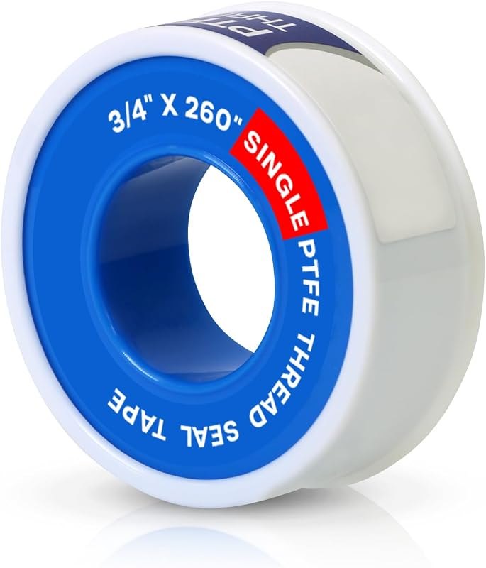 Supply Giant Plumbers PTFE Tape 3/4" W x 260" L Pipe Thread Tape, High Density Thread Sealant Tape Water Seal Plumbing