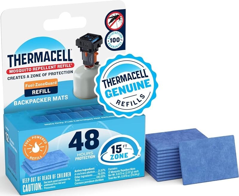 Thermacell Fuel-ZoneGuard Backpacker Mosquito Repellent Mat Refills, 48-Hr — Camping, hiking, and backyard gear t for