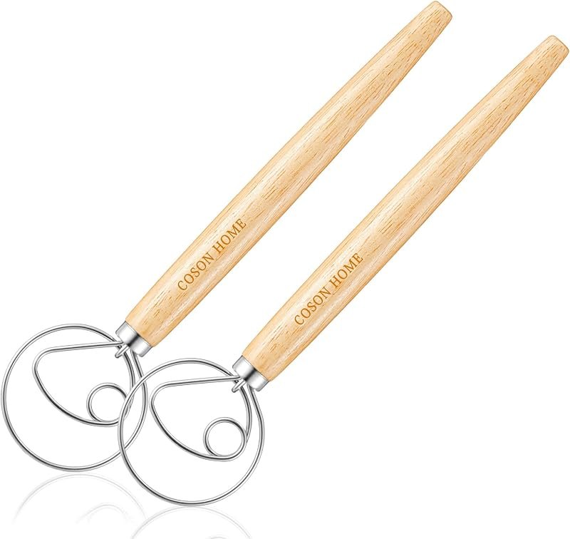 2 Pack Danish Dough Whisk Hook Sourdough Bread Baking Supplies Starter Kit — baking dough whisk for baking dough whisk