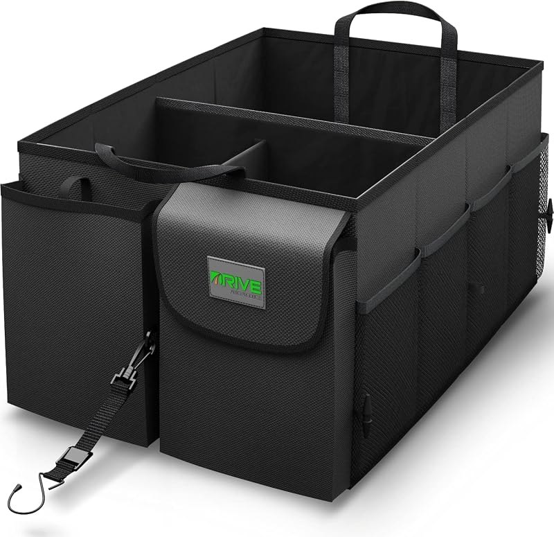 DRIVE - Car Trunk Organizer - Collapsible, Multi-Compartment Automotive SUV Car Organizer for Storage w/Adjustable