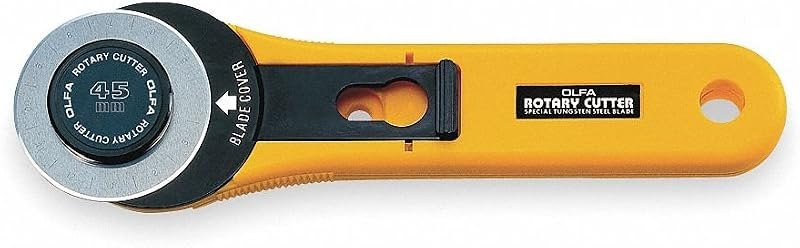 OLFA 45mm Straight Handle Rotary Cutter (RTY-2/G) - Rotary Fabric Cutter w/Blade Cover for Crafts, Sewing, Quilting
