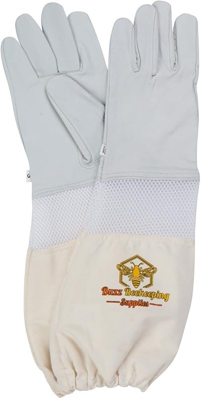 Goatskin Beekeeping Gloves (X-Large) for Men & Women Elastic Sting Proof Canvas Cuffs Ventilated for Comfort Goat Skin