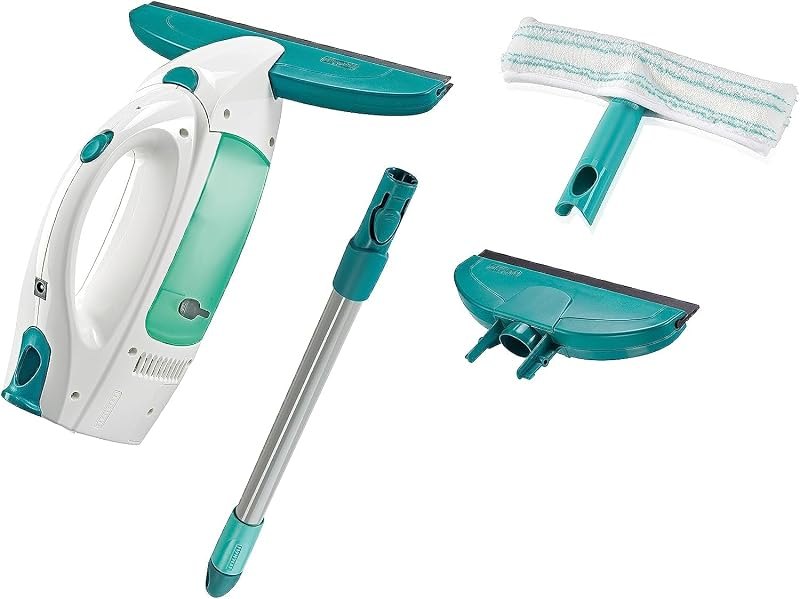 Leifheit Dry & Clean Window Vacuum Cleaner Set with 43cm Handle and Washers, Window Cleaning Kit up to 35 Minutes of