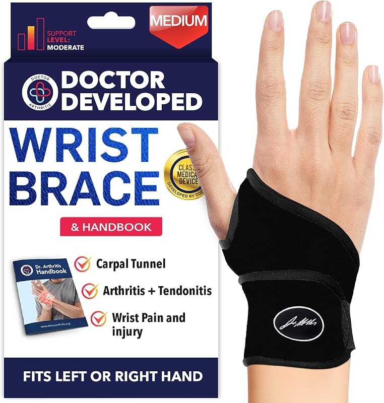 Doctor Developed Wrist Brace, Wrist Wraps for Carpal Tunnel Arthritis, Tendonitis, Hand Support, Ideal for Fitness