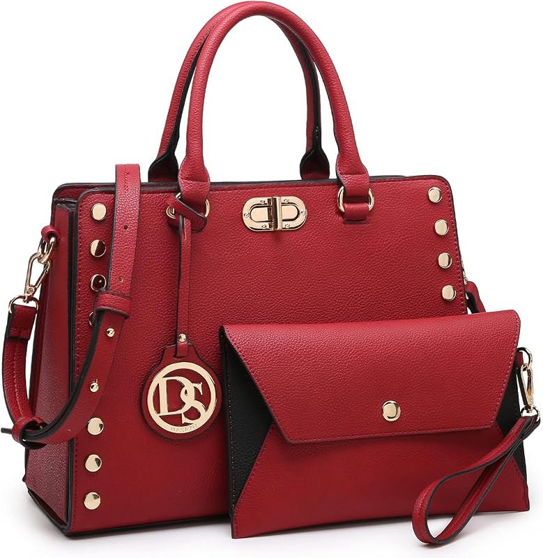 Women Medium Satchel Handbag Work Tote Shoulder Bag Top Handle Purse with Matching Clutch 2pcs Set — best handbags