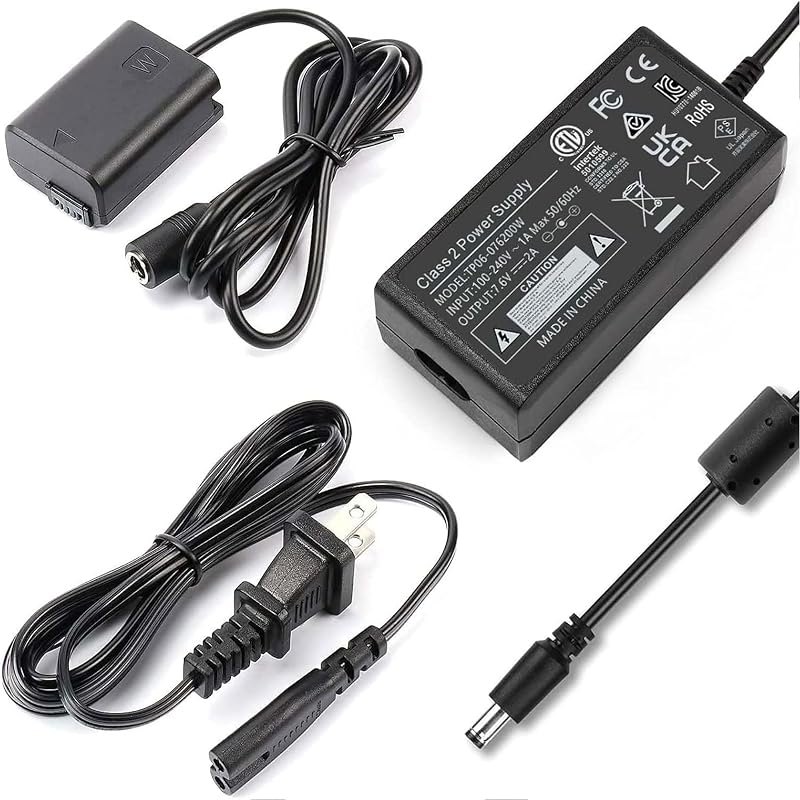 NP-FW50 Dummy Battery AC-PW20 Power Adapter Kit for Sony ZV-E10 Continuous Power Supply for A6000 A6100 A6300 A6400
