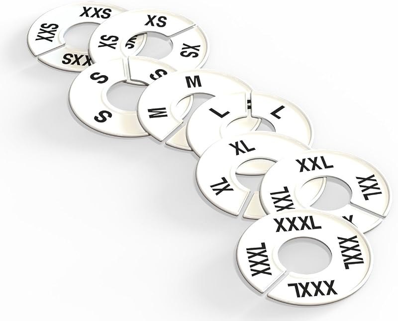 Round Clothing Dividers Size Hanger Rack Dividing 40 Pack (XS-XXL) - Great for Retail, Boutiques, Personal Closet