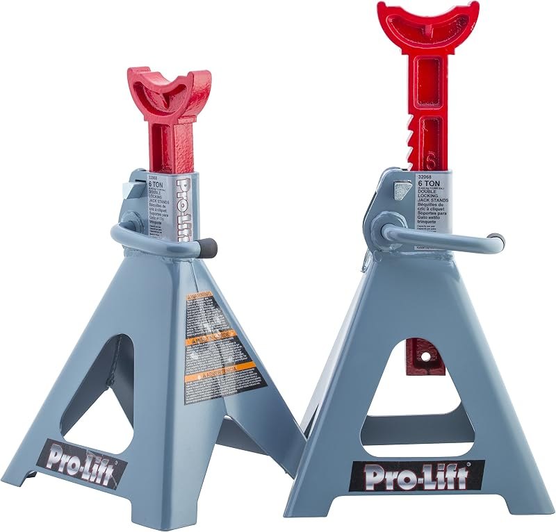 Pro-Lift Heavy Duty 6 Ton Jack Stands Pair - Double Locking Pins - Handle Lock and Mobility Pin for Auto Repair Shop