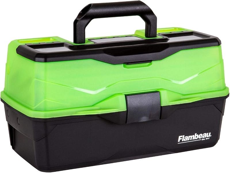 Flambeau Outdoors 6383 3-Tray Tackle Box, 32 Compartments, Frost Green — Tackle that does not rust in the tra for