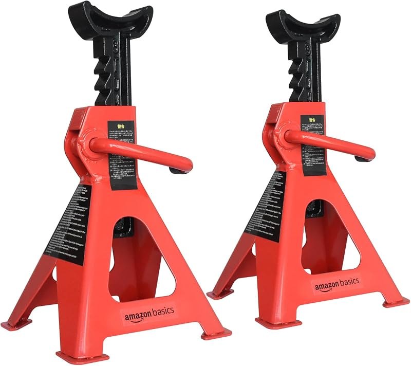 Amazon Basics Steel Jack Auto Stands, 3 Ton (2.7 metric Ton) Capacity, Easy to Use, Adjustable Height, 6,000 lb, 1