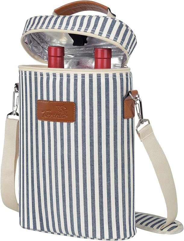 Tirrinia 2 Bottle Insulated Wine Tote Carrier Bag — wine carry strap for wine carry strap