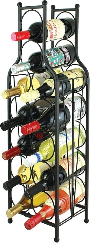 Oenophilia Wine Bottle Matrix Holder Wine Rack, 12 Bottle Freestanding Floor Wine Storage, Sturdy Metal Matte Black