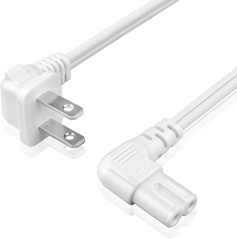 TNP 10 ft Right Angle 2-Prong C7 Power Cord for Samsung and LG TVs, White — best white spare battery for white spare