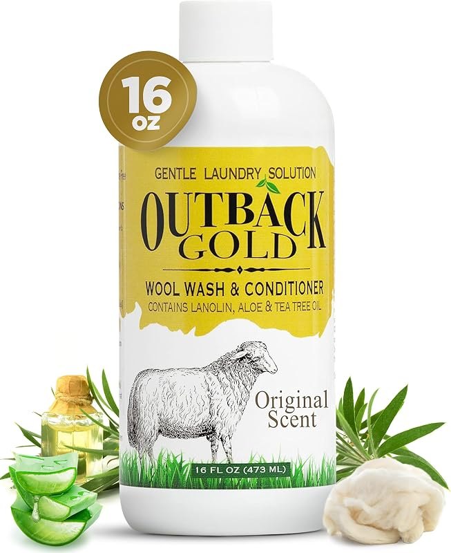 Outback Gold Wool Wash 16 oz, Original Scent, pH Neutral, Made in USA — Stain, wool wash, and dryer bits. he for stain