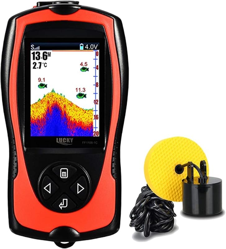 LUCKY Portable Fish Finder Handheld Kayak Fish Finders Wired Fish Depth Finder Sonar Sensor Transducer for Boat
