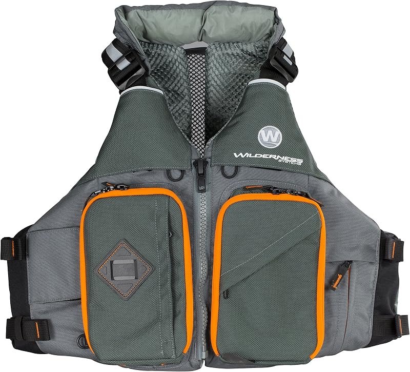 Wilderness Systems Fisher Kayaking Life Jacket - Easy Access Zippered Pockets Zippered Pockets - USCG Approved PFD -